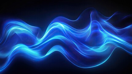 Smooth blue neon waves forming a sophisticated and tranquil background.