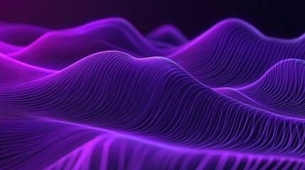 Fototapeta premium Wavy ultraviolet lines forming a luminous background with copy space.