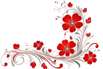 Red Flower Floral Corner Design
