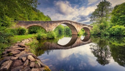 Fototapeta premium Historic Stone Bridge Over a Tranquil River