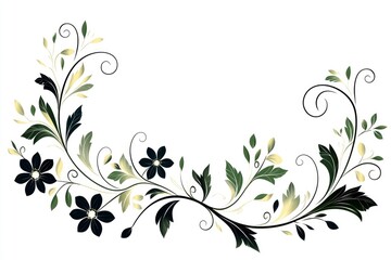 Obraz premium Black and Green Floral Swirl Design