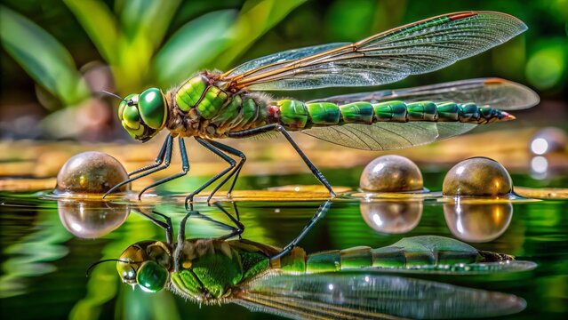 Flickers of emerald-green adult Leucorr Grat functions, finely camouflaged, gently inserts, its elongated abdomen, precise, gentle, releasing eggs, an ancient