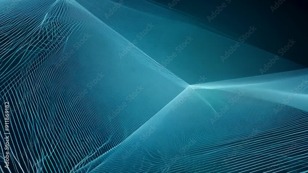 Poster abstract wireframe lines creating geometric shapes in dark space generative ai