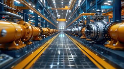 Fototapeta premium Industrial Machinery in a Factory Setting 3D Illustration