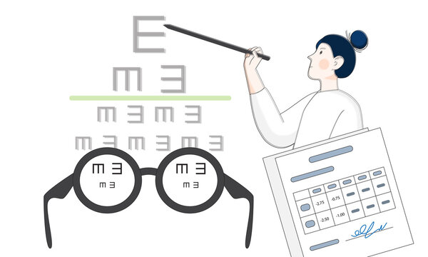 Eye Examination. Not seeing things without glasses. 