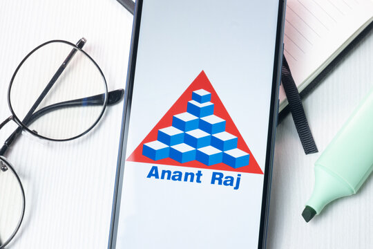 New York, USA - 1 August 2024: Anant Raj Logo on Phone Screen, Company Icon on Display