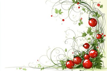 Red Tomatoes Vine Border Design