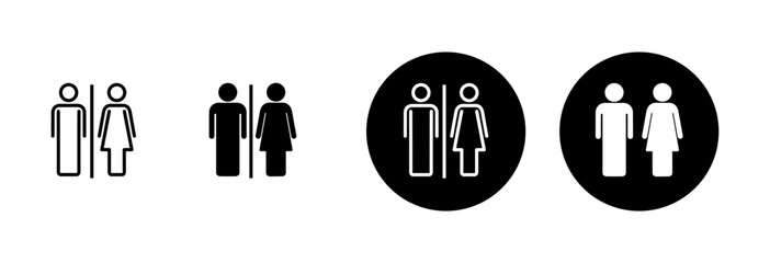 Toilet icon vector isolated on white background. Toilet sign. Man and woman restroom icon vector. Male and female icon