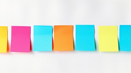 Obraz premium Row of sticky notes for art and craft on a white background generative ai
