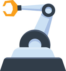 Modern industrial robot manipulator arm with open claw gripper, isolated on white background