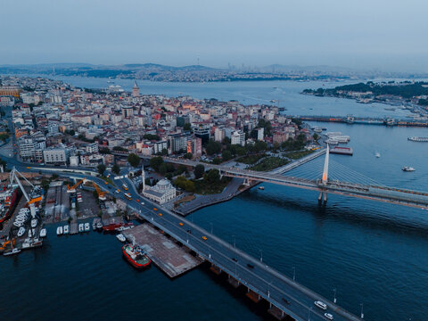 Aerial View of Istanbul, Golden Horn and Bosphorus Strait