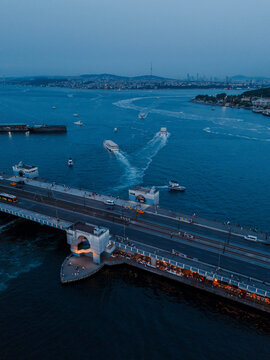 Aerial View of Istanbul: Galata Bridge and Bosphorus Strait
