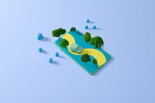 Miniature Model Landscape with Road and Trees