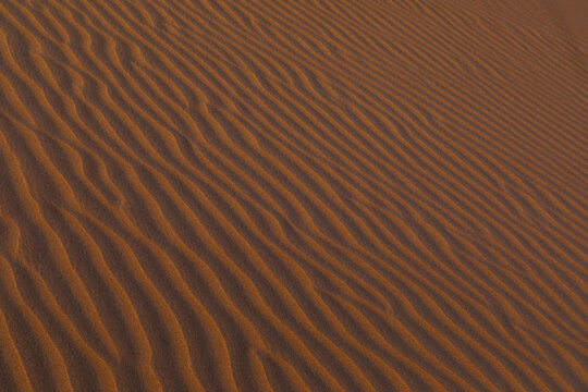 Closeup View of Wavy Sand Dunes in the Desert