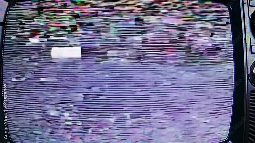 Poster vhs noise glitch texture with colorful static overlay and stripes generative ai