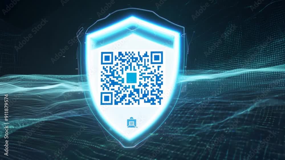 Poster abstract animation of qr code data scanning for online security generative ai