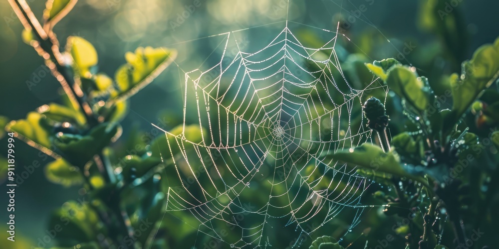 Canvas Prints spiderweb among tree branches in the forest