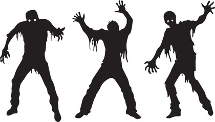 Zombies silhouette vector icon, dead zombies ready to attack vector