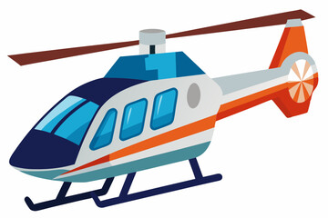 Helicopter Vector Clipart Design, Black Silhouette Line Art Outline