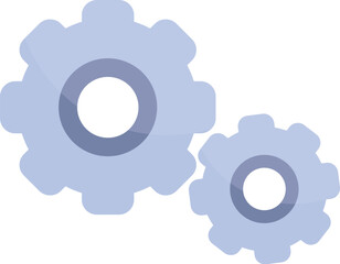 Two blue cogwheels rotating, symbolizing teamwork and cooperation in achieving a common goal