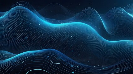 Fototapeta premium Blue abstract technology data wavy lines in holographic style. Generative AI 