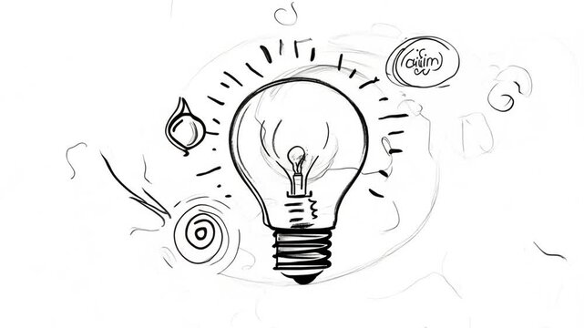 Black And White Sketch Featuring Lightbulb Concept Generative AI