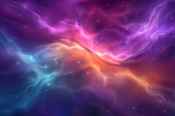 Fototapeta premium A stunning cosmic background with vibrant colors of purple, orange, and blue swirling through a starry space.