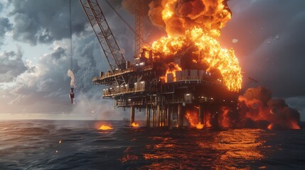 Oil platform blowouts releasing massive spills