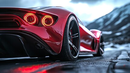 Sports Car, sleek design with powerful speakers, dynamic lighting