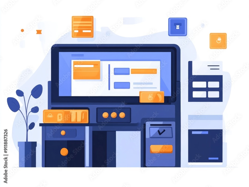 Poster detailed flat design showcasing a secure e commerce payment gateway system for online shopping trans