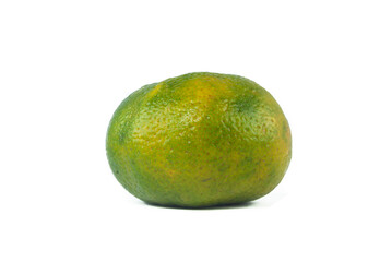 Ripe green mandarin orange isolated on white background