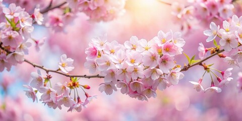 Soft pastel tones of cherry blossoms in full bloom during spring season , Vintage, sweet, sakura, cherry blossom, flower