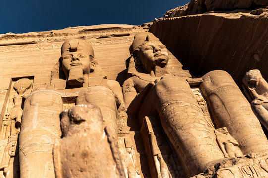 Close-Up of Pharaoh Statues at Abu Simbel Temple, travelling Egypt