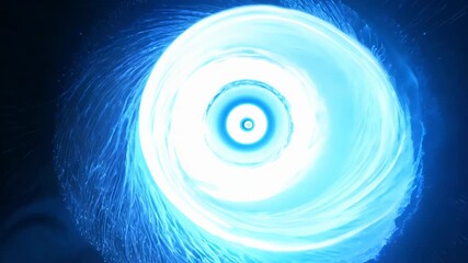 Wide shot: Two luminous blue vortexes swirl in contrasting environments. Camera pans across the scene, showcasing radiant cores and spiraling tendrils of light. Ethereal and mesmerizing. - Powered by Adobe