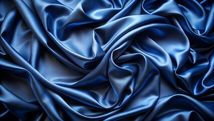 Obraz premium This classic navy blue silk background features a smooth, shiny texture and a touch of draping, perfect for adding a touch of sophistication to any project.