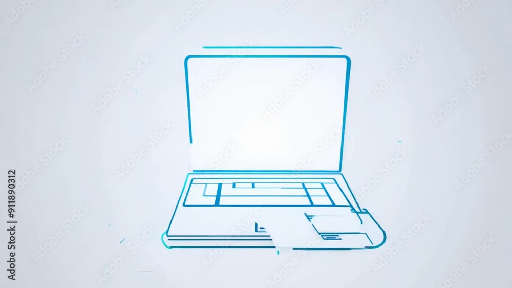Poster animated outline icon of laptop for web and mobile application design generative ai