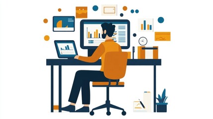 Virtual Financial Advisor Providing Online Consultation with Data Visualization Tools and Analytics Dashboard on Desktop Computer