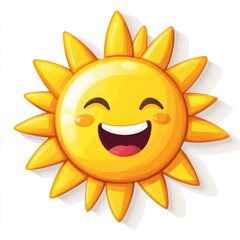 Fototapeta premium Bright Sunshine Smiling: Cheerful Yellow Sun Icon on White Background