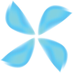 Abstract blue shape forming a flower with four petals, useful for concepts related to nature, spring, purity or decoration