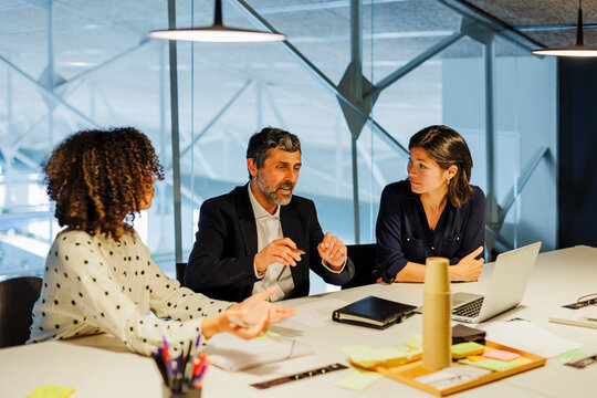 Business team having meeting around office table