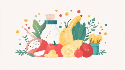 Fototapeta premium National Nutrition Week Vector illustration, 1st September to 7th September, Nutrition
