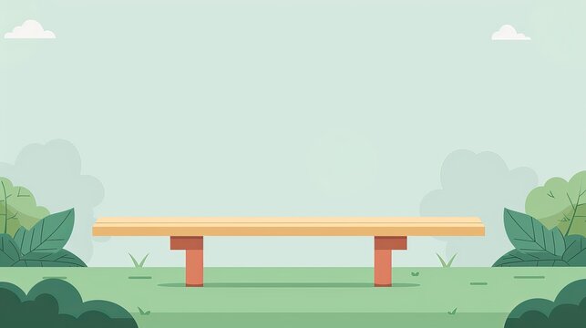 A simple seesaw in an open park, minimalistic approach, flat colors, 2D vector, plain and uncluttered