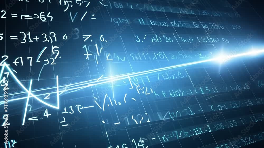 Poster mathematical formulas on black grid background generative ai