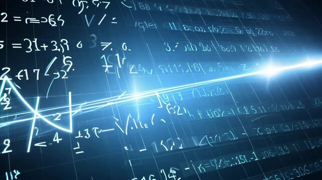 Mathematical Formulas on Black Grid Background Generative AI