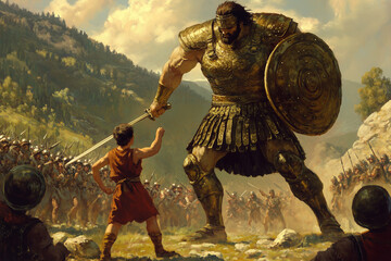 Naklejka premium Giant Goliath and David