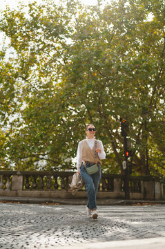 Woman walking in paris
