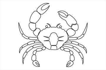 Crab continuous one single line art drawing of minimalism design outline vector illustration