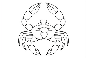 Crab continuous one single line art drawing of minimalism design outline vector illustration