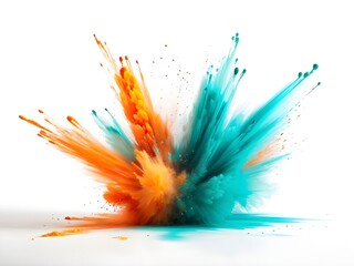 Orange Teal Powder Paint Splatter Explosion Background