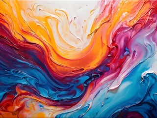 Abstract Textured Swirling Painting Wall Art Print Artwork Orange Blue Pink Blended Gradient